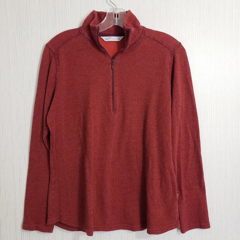 Woolrich 1/4 zip ‎ houndstooth print long sleeve mock turtleneck shirt woman's M